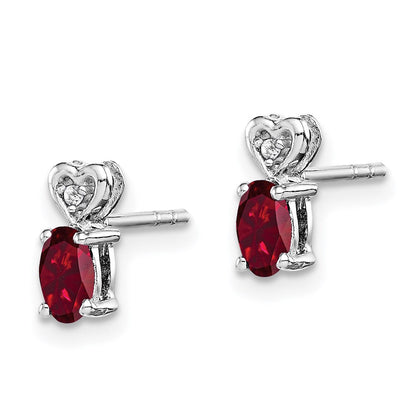 Sterlingsilber Rhodiniert Erzeugt Rubin & Diamant. Ohrringe