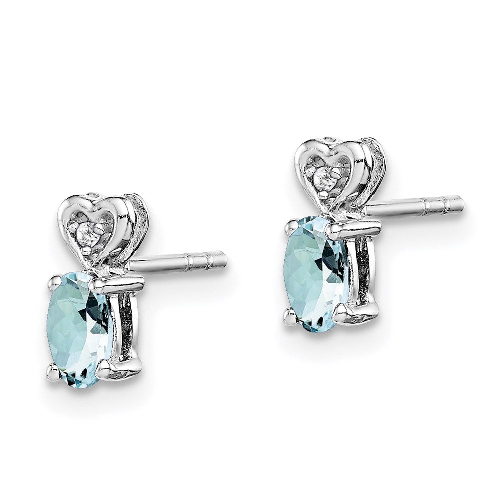 Sterlingsilber Rhodiniert Aquamarin & Diamant. Ohrringe