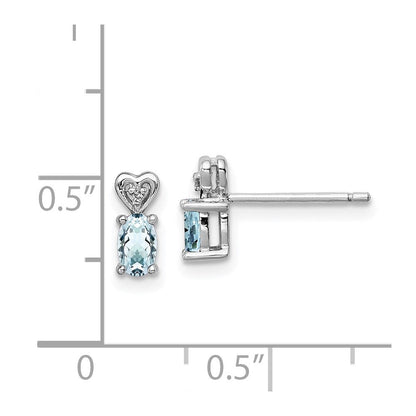 Sterlingsilber Rhodiniert Aquamarin & Diamant. Ohrringe