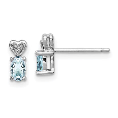 Sterlingsilber Rhodiniert Aquamarin & Diamant. Ohrringe