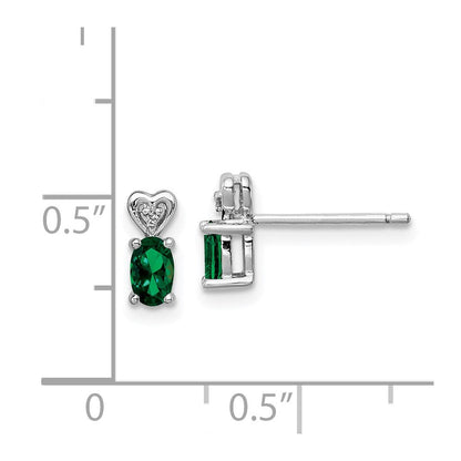 Sterlingsilber Rhodiniert Erzeugt Smaragd & Diamant. Ohrringe