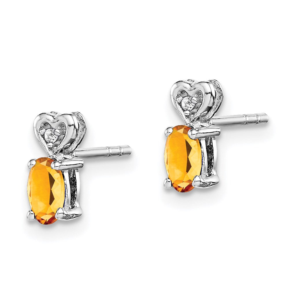 Sterlingsilber Rhodiniert Citrin & Diamant. Ohrringe