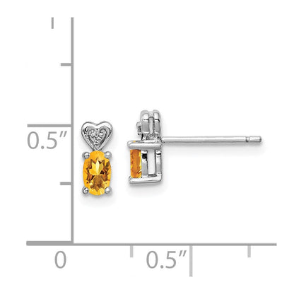Sterlingsilber Rhodiniert Citrin & Diamant. Ohrringe