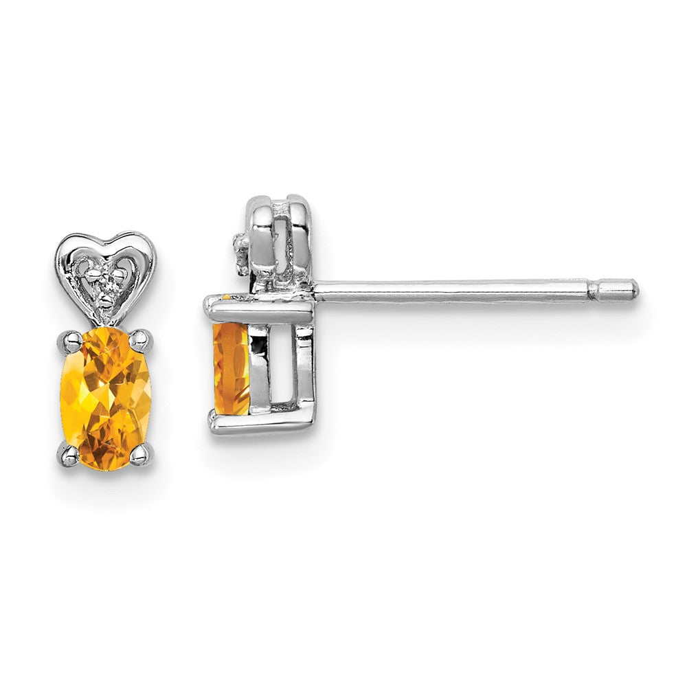 Sterlingsilber Rhodiniert Citrin & Diamant. Ohrringe