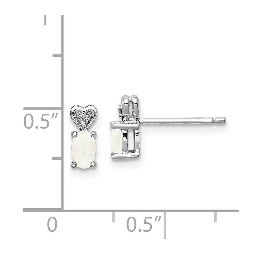 Sterlingsilber Rhodiniert Erzeugt Opal & Diamant. Ohrringe