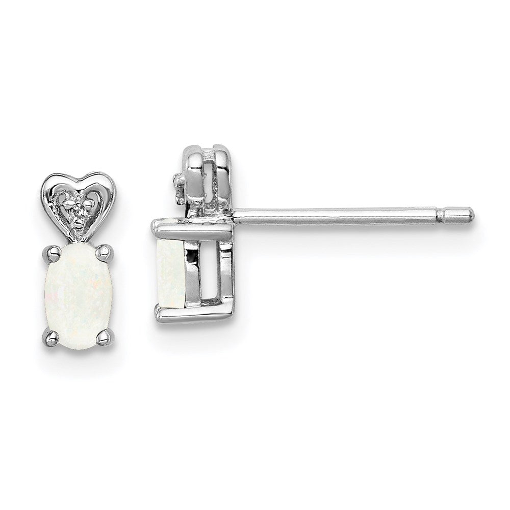 Sterlingsilber Rhodiniert Erzeugt Opal & Diamant. Ohrringe