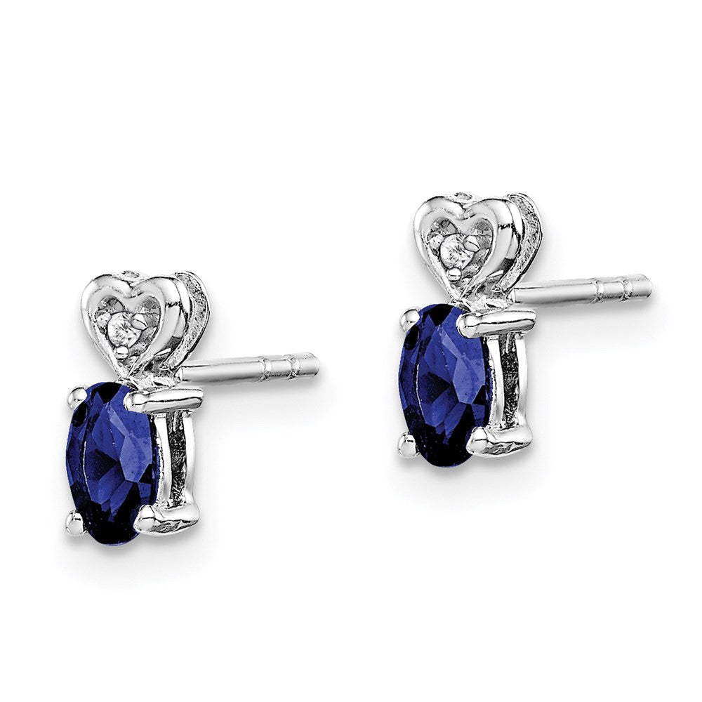 Sterlingsilber Rhodiniert Erzeugt Saphir & Diamant. Ohrringe
