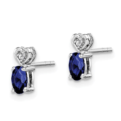 Sterlingsilber Rhodiniert Erzeugt Saphir & Diamant. Ohrringe