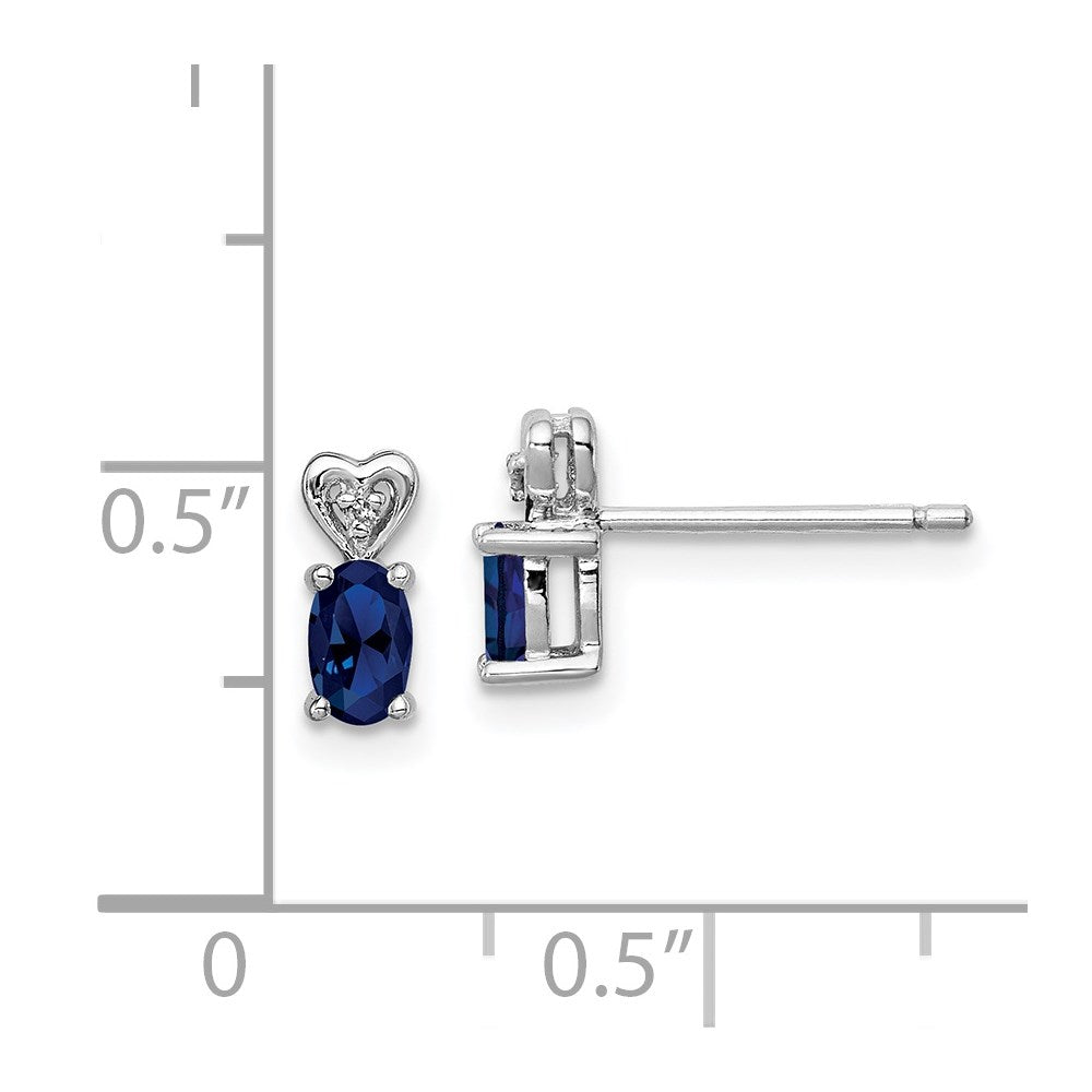Sterlingsilber Rhodiniert Erzeugt Saphir & Diamant. Ohrringe