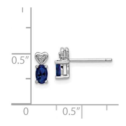 Sterlingsilber Rhodiniert Erzeugt Saphir & Diamant. Ohrringe