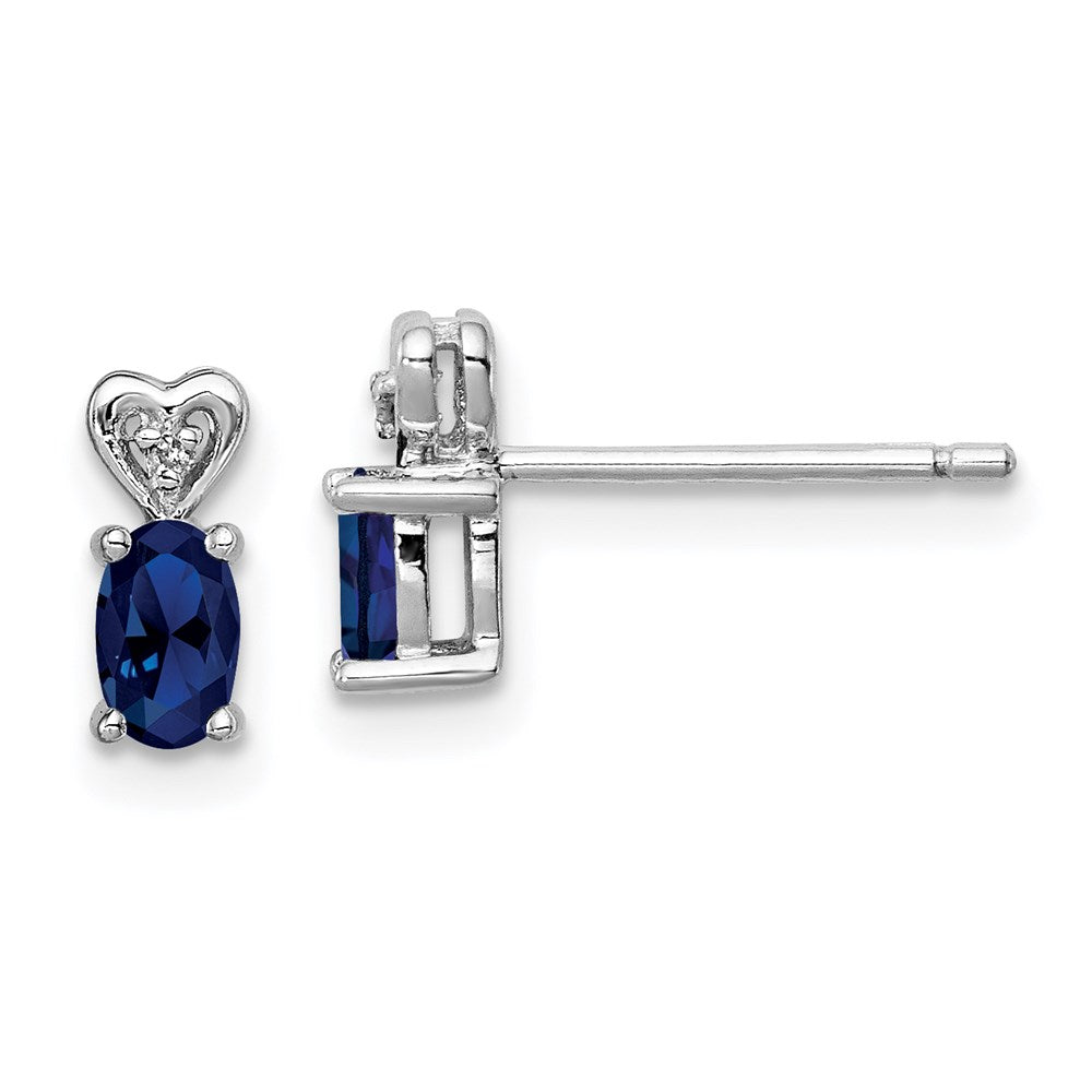 Sterlingsilber Rhodiniert Erzeugt Saphir & Diamant. Ohrringe