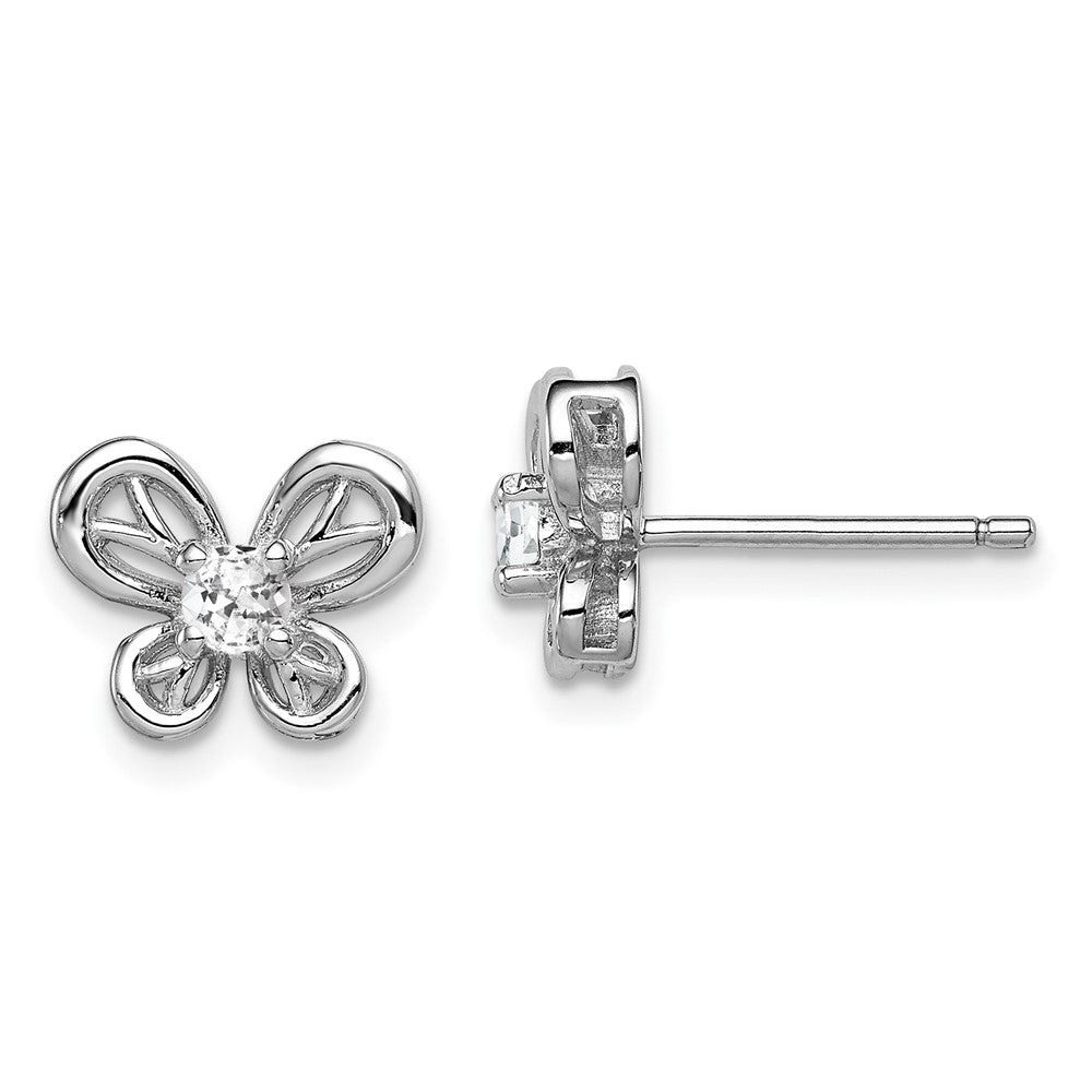 Sterlingsilber Rhodiniert Weiß Topas Ohrringe