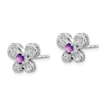 Sterlingsilber Rhodiniert Amethyst Ohrringe