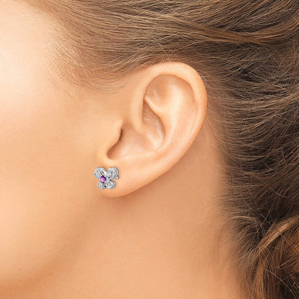 Sterlingsilber Rhodiniert Amethyst Ohrringe