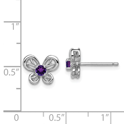 Sterlingsilber Rhodiniert Amethyst Ohrringe