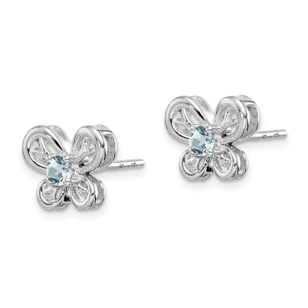 Sterlingsilber Rhodiniert Aquamarin Ohrringe