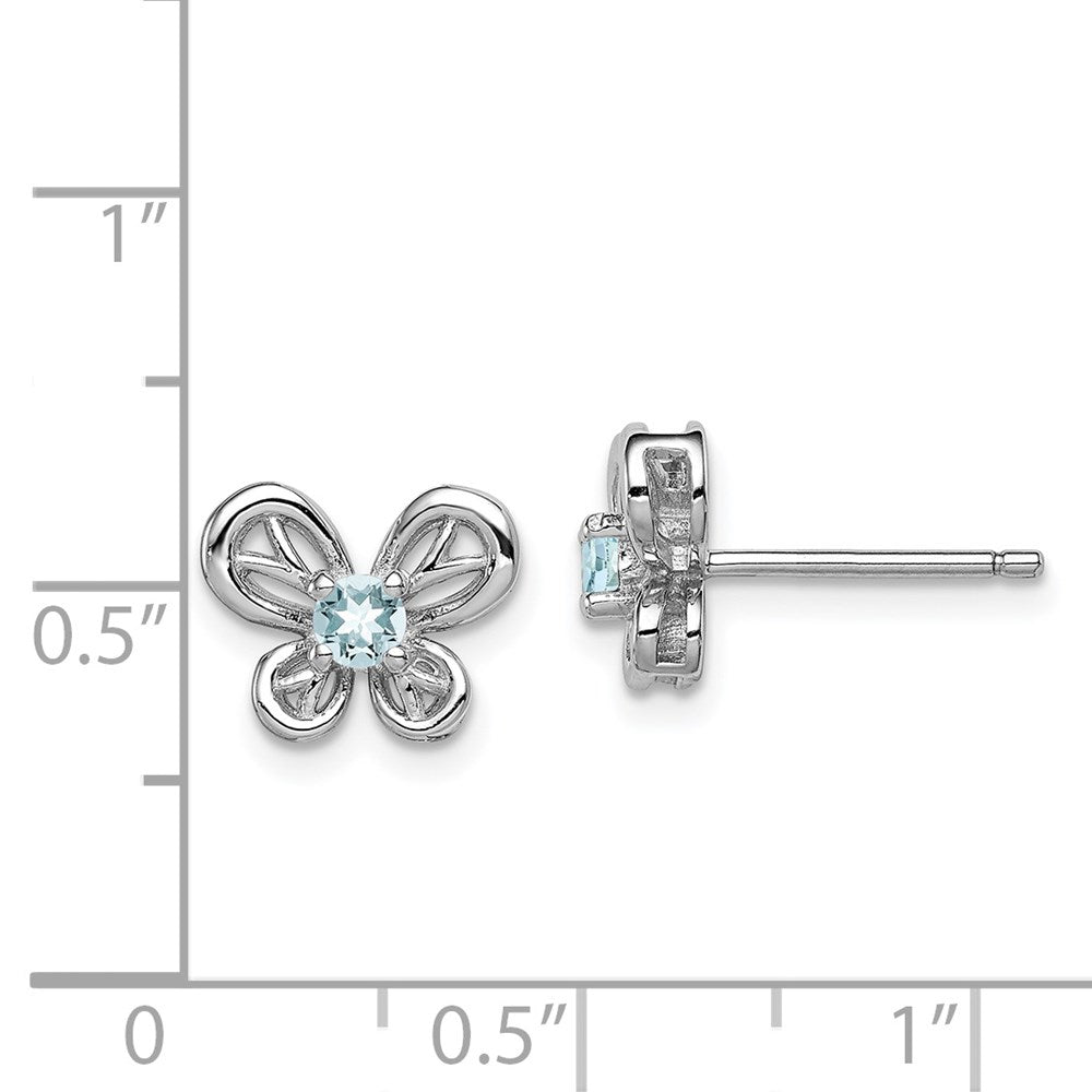 Sterlingsilber Rhodiniert Aquamarin Ohrringe