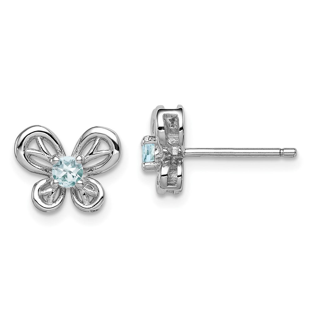 Sterlingsilber Rhodiniert Aquamarin Ohrringe