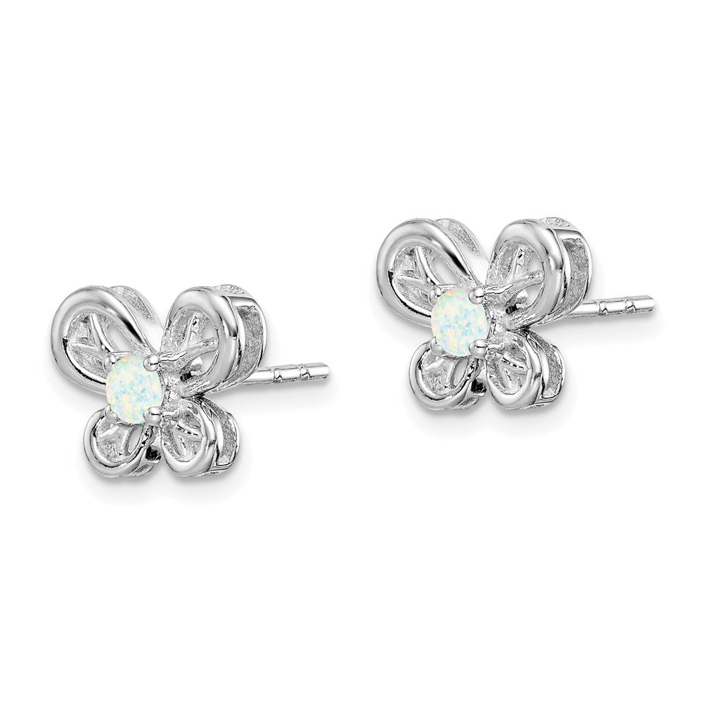Sterlingsilber Rhodiniert Erzeugt Opal Ohrringe