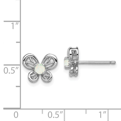 Sterlingsilber Rhodiniert Erzeugt Opal Ohrringe