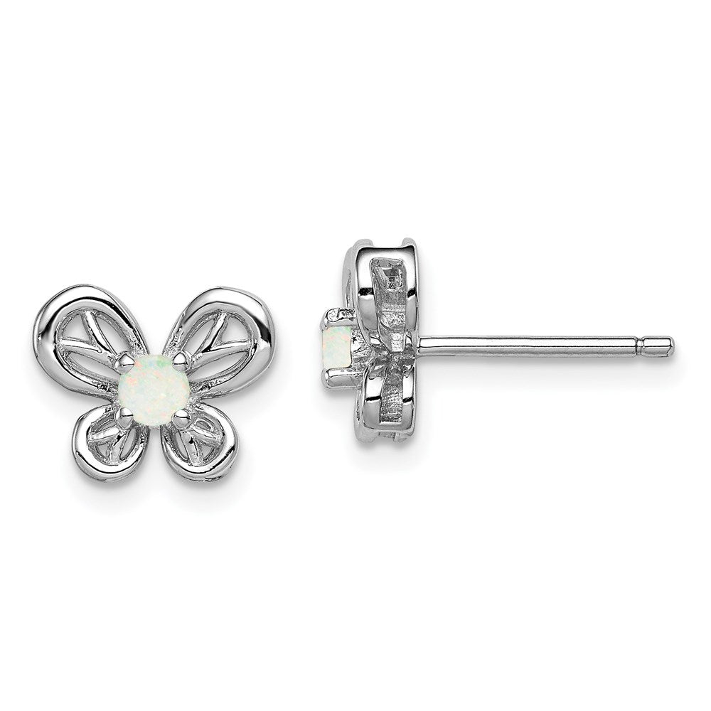 Sterlingsilber Rhodiniert Erzeugt Opal Ohrringe