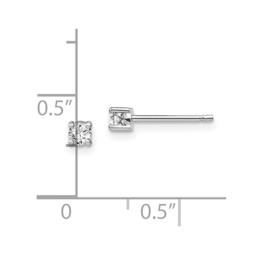 Sterlingsilber Rhodiniert 3mm Rund Weiß Topas Ohrstecker