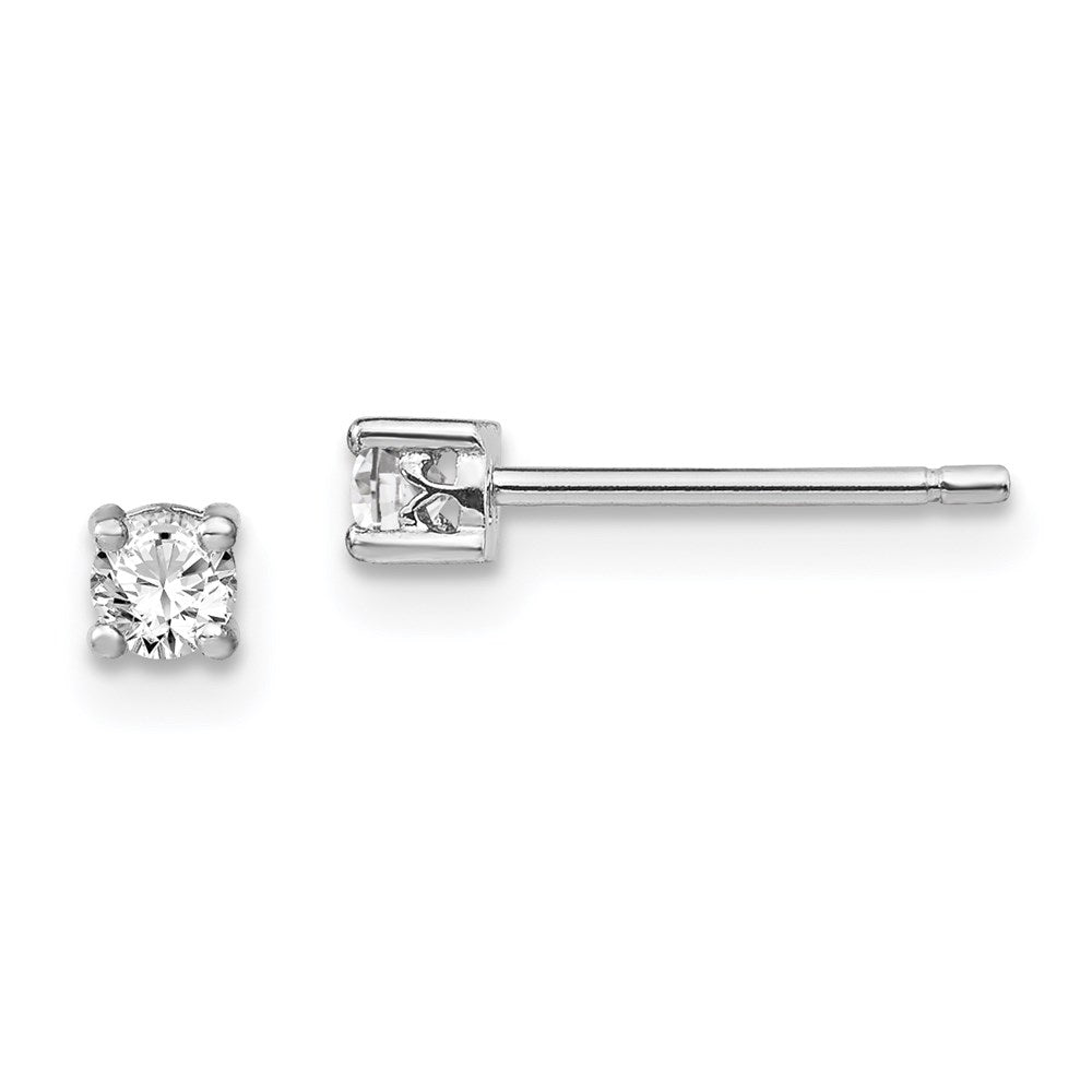 Sterlingsilber Rhodiniert 3mm Rund Weiß Topas Ohrstecker