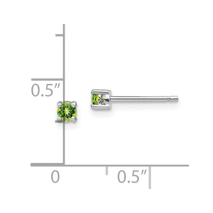 Sterlingsilber Rhodiniert 3mm Rund Peridot Ohrstecker