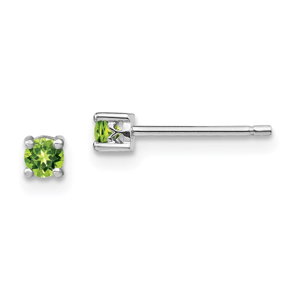 Sterlingsilber Rhodiniert 3mm Rund Peridot Ohrstecker