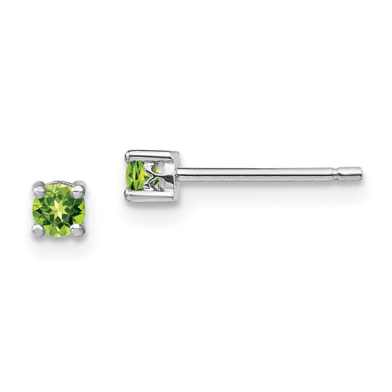 Sterlingsilber Rhodiniert 3mm Rund Peridot Ohrstecker