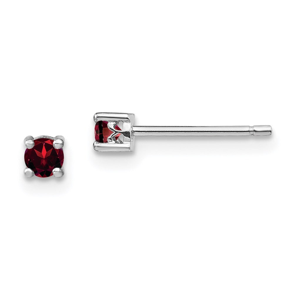 Sterlingsilber Rhodiniert 3mm Rund Granat Ohrstecker