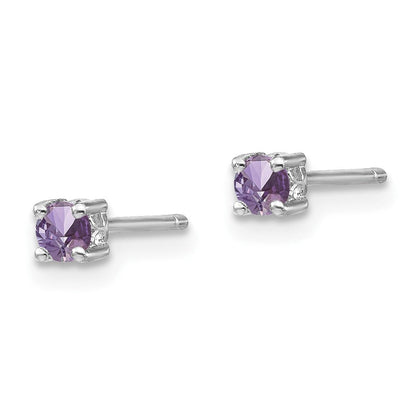 Sterlingsilber Rhodiniert 3mm Rund Rhodolith Granat Ohrstecker