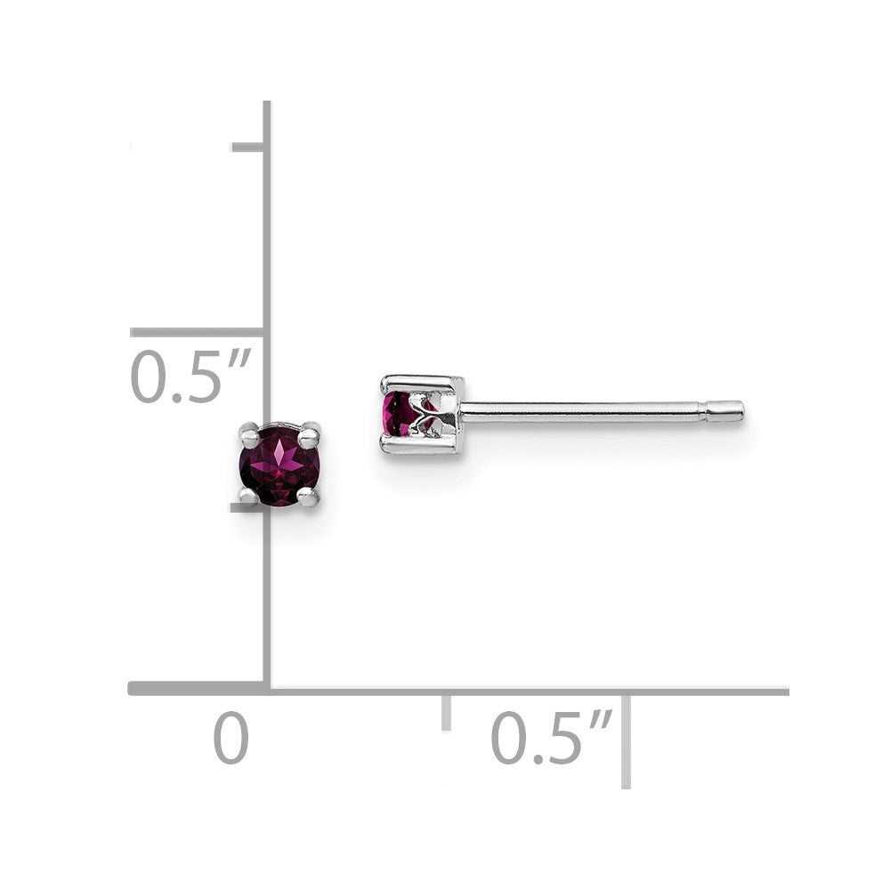 Sterlingsilber Rhodiniert 3mm Rund Rhodolith Granat Ohrstecker