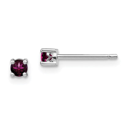 Sterlingsilber Rhodiniert 3mm Rund Rhodolith Granat Ohrstecker