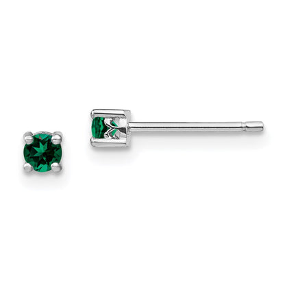 Sterlingsilber Rhodiniert 3mm Rund Erzeugt Smaragd Ohrstecker