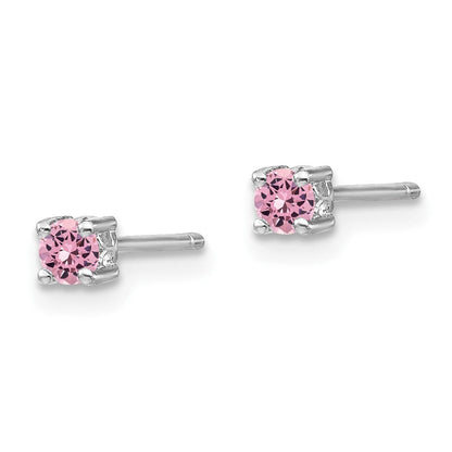 Sterlingsilber Rhodiniert 3mm Rund Cr. Rosa Saphir Ohrstecker