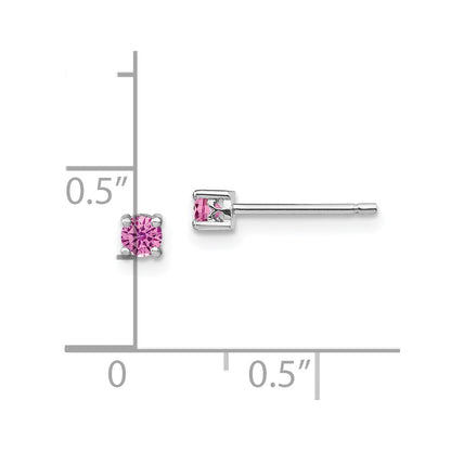 Sterlingsilber Rhodiniert 3mm Rund Cr. Rosa Saphir Ohrstecker