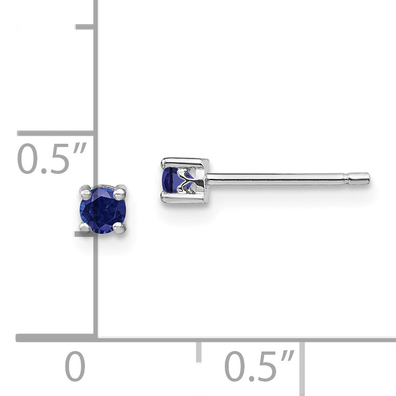 Sterlingsilber Rhodiniert 3mm Rund Erzeugt Saphir Ohrstecker