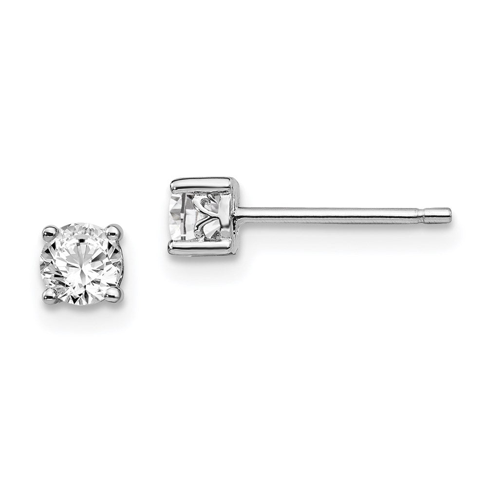 Sterlingsilber Rhodiniert 4mm Rund Weiß Topas Ohrstecker