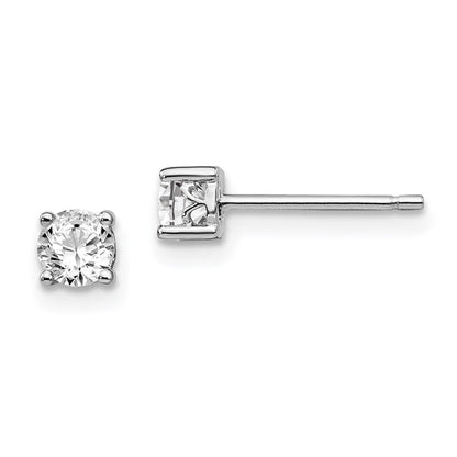 Sterlingsilber Rhodiniert 4mm Rund Weiß Topas Ohrstecker