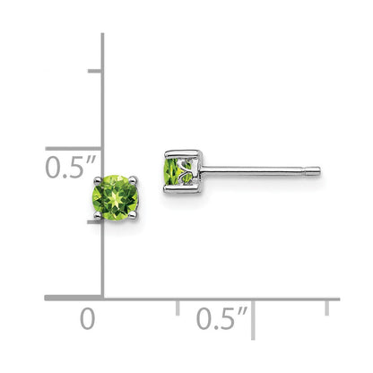 Sterlingsilber Rhodiniert 4mm Rund Peridot Ohrstecker