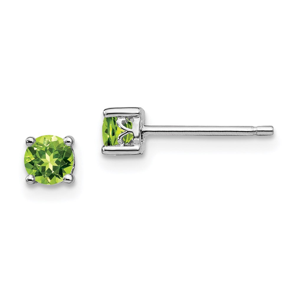 Sterlingsilber Rhodiniert 4mm Rund Peridot Ohrstecker