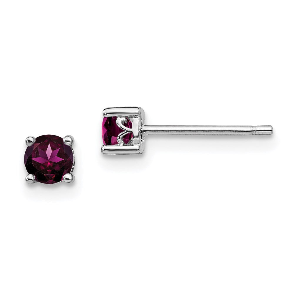 Sterlingsilber Rhodiniert 4mm Rund Rhodolith Granat Ohrstecker