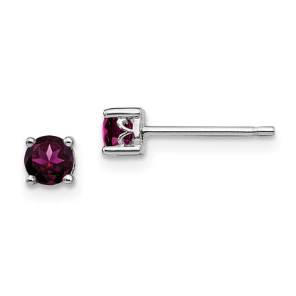 Sterlingsilber Rhodiniert 4mm Rund Rhodolith Granat Ohrstecker