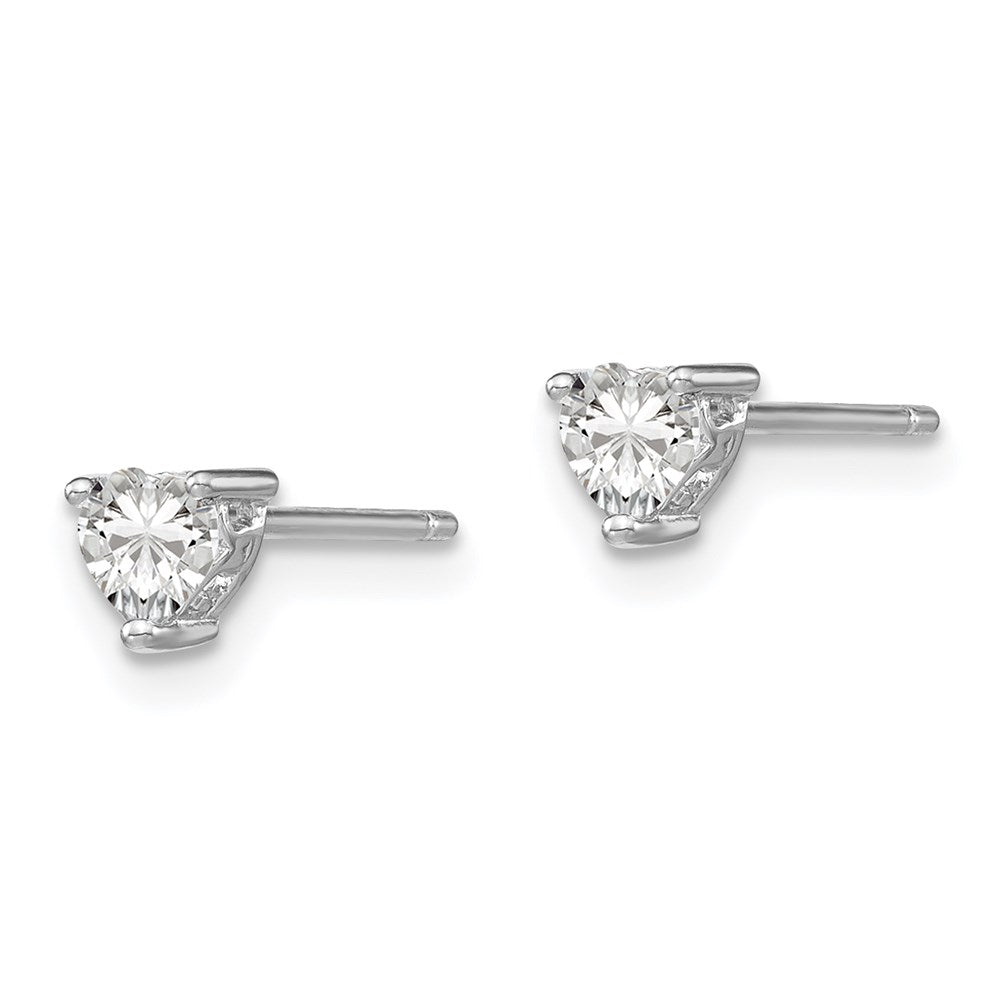 Sterlingsilber Rhodiniert 4mm Herz Weiß Topas Ohrstecker