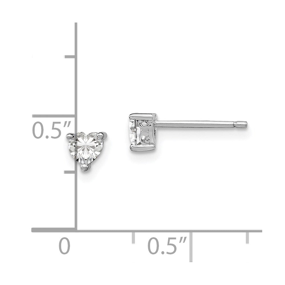 Sterlingsilber Rhodiniert 4mm Herz Weiß Topas Ohrstecker