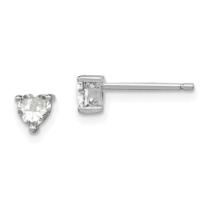 Sterlingsilber Rhodiniert 4mm Herz Weiß Topas Ohrstecker