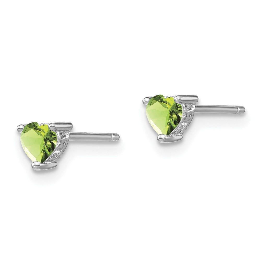 Sterlingsilber Rhodiniert 4mm Herz Peridot Ohrstecker