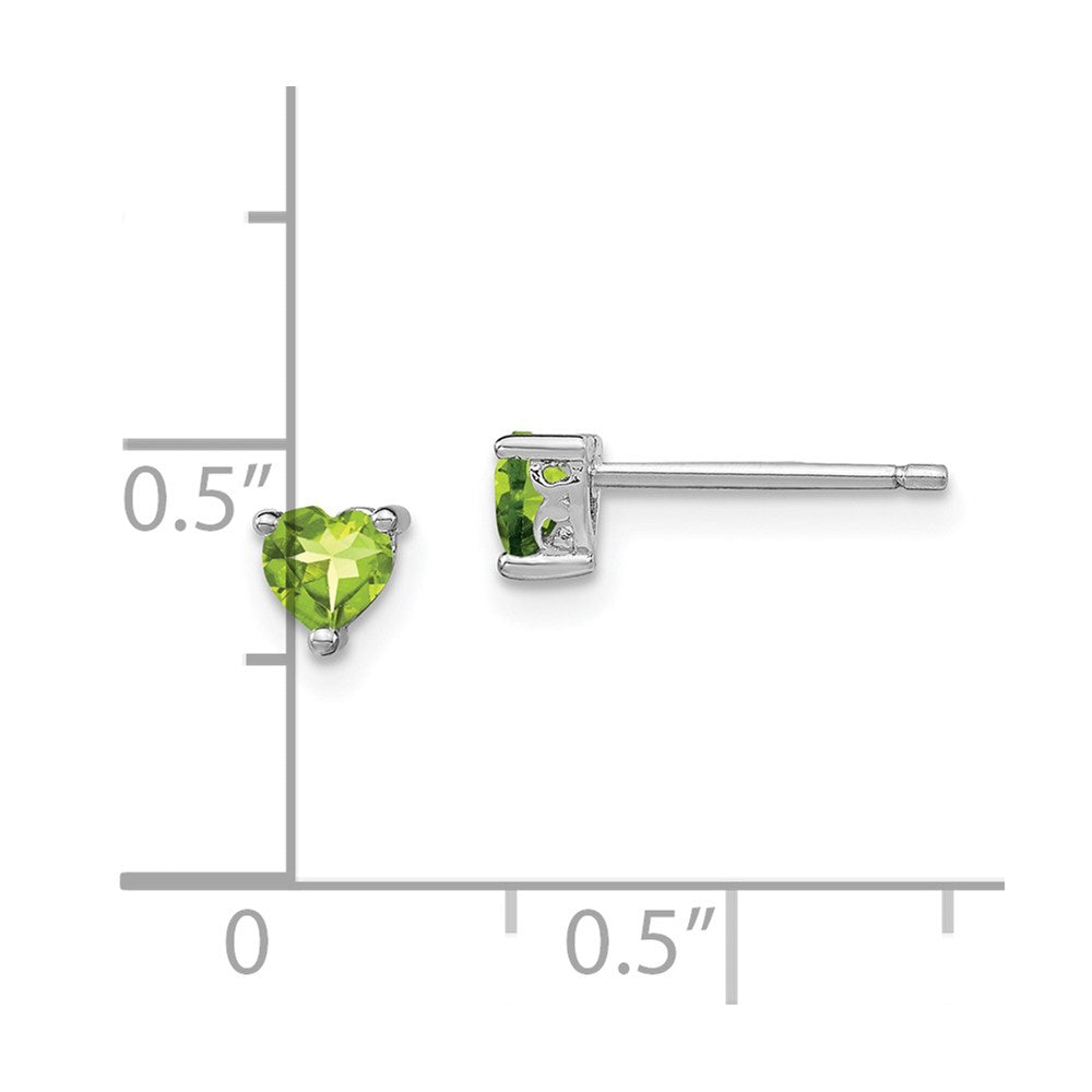 Sterlingsilber Rhodiniert 4mm Herz Peridot Ohrstecker