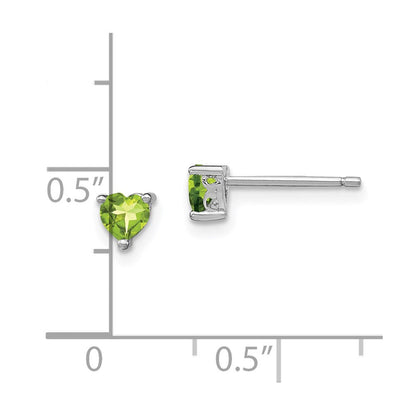 Sterlingsilber Rhodiniert 4mm Herz Peridot Ohrstecker